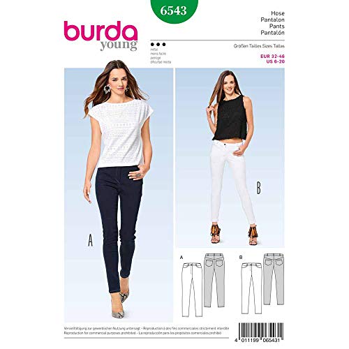 Burda Style Schnittmuster zum selber nähen 6543 | Schmale Hose | Schmale Jeans | Damen, Gr. 32-46 | Nählevel: fortgeschritten von Burda