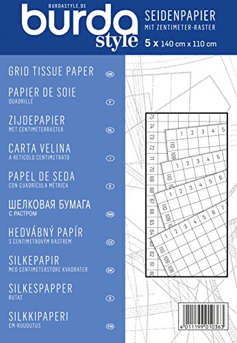 Burda Style Seidenpapier mit Zentimeterraster | Halbtransparent | 5 Blätter 140 x 110 cm - Blau, Einheitsgröße Burda Style Seidenpapier mit Zentimeterraster | Halbtransparent | 5 Blätter 140 x 110 cm - Blau, Einheitsgröße von burdastyle