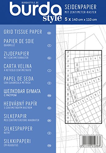 Burda Style Seidenpapier mit Zentimeterraster | Halbtransparent | 5 Blätter 140 x 110 cm - Blau, Einheitsgröße von Burda