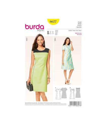 burdastyle Burda B6627 Schnittmuster Kleid, Papier, weiß, 19 x 13 x 1 cm von burdastyle