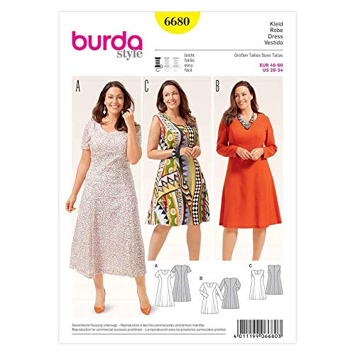 Burda b6680 Schnittmuster Kleid Papier weiß 19 x 13 x 1 cm von burdastyle