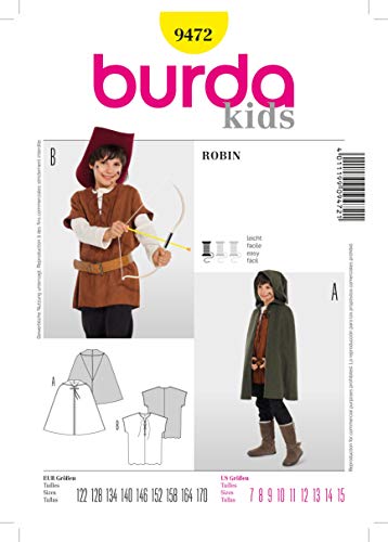 Burda Kids Schnittmuster #9472 Karneval Kostüm Kinder Robin Hood Gr. 122-170 von burdastyle
