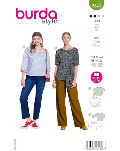 burda Papier-Schnitt Damen-Shirts mit Rundhals #5843 Gr.36-46 von Burda