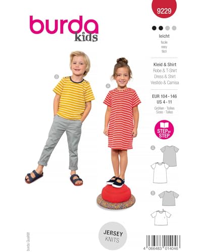 burda Papier-Schnitt Kindershirt und Kleid #9229 Gr.104-146 burda Papier-Schnitt Kindershirt und Kleid #9229 Gr.104-146 von Burda