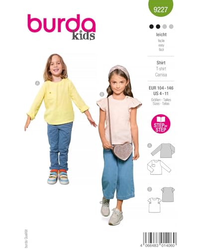 burda Papier-Schnitt Mädchen-Shirts #9227 Gr.104-146 von Burda