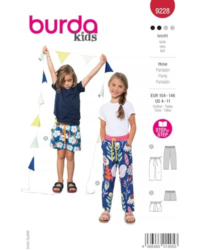 burda Papier-Schnitt Vielseitige Kinder-Hosen #9228 Gr.104-146 von Burda