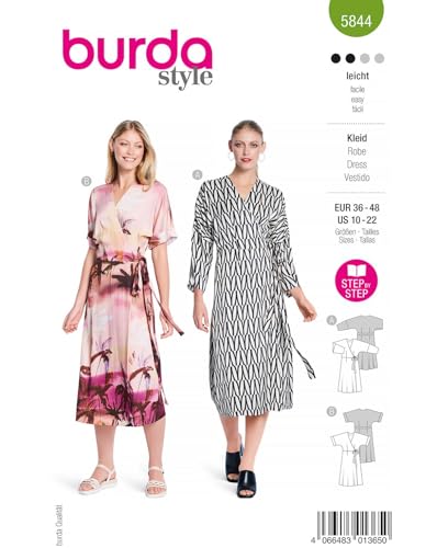 burda Papier-Schnitt Wickelkleider #5844 Gr.36-48 von Burda
