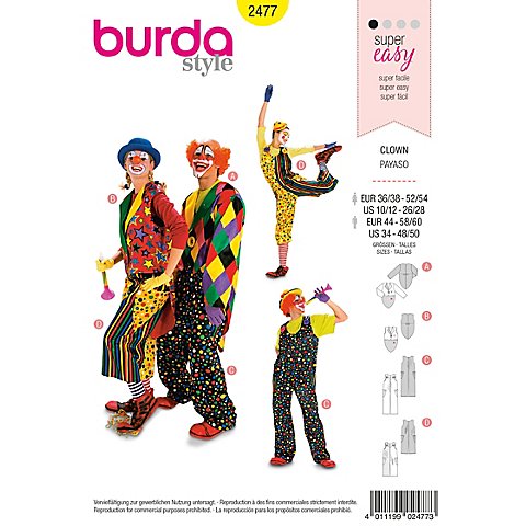 burda Schnitt 2477 "Clown" für SIE und IHN von Burda