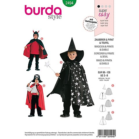 burda Schnitt 2494 "Umhang mit Hut" für Kinder von Burda