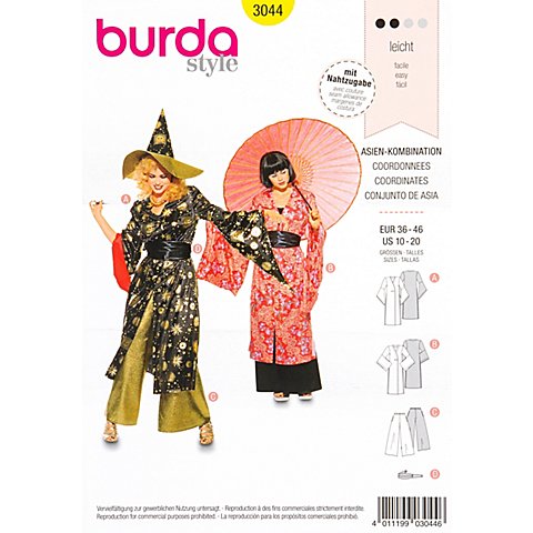 burda Schnitt 3044 "Kimono & Geisha" von Burda