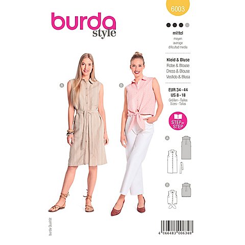 burda Schnitt 6003 "Kleid/Bluse Lisa" von Burda