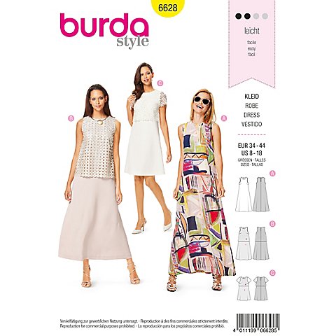 burda Schnitt 6628 "A-Linie-Kleid" von Burda
