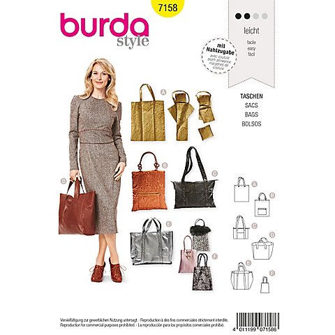 burda Schnitt 7158 "Shopper-Taschen" von Burda