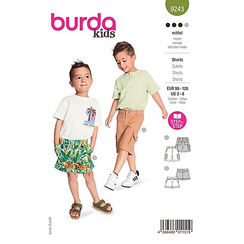 burda Schnitt 9243 "Shorts für Kinder" von Burda