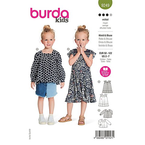 burda Schnitt 9249 "Kleid & Bluse für Kinder" von Burda