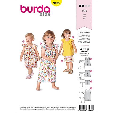 burda Schnitt 9435 "Sommer-Kombination" für Kleinkinder von Burda