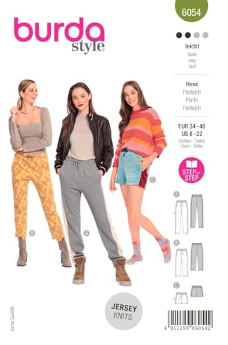 burdastyle Style Katalog-Schnittmuster Hosen und Shorts zum selber nähen Damen, Gr. 34-48 Nählevel: Leicht #6054 B6054 weiß von Burda