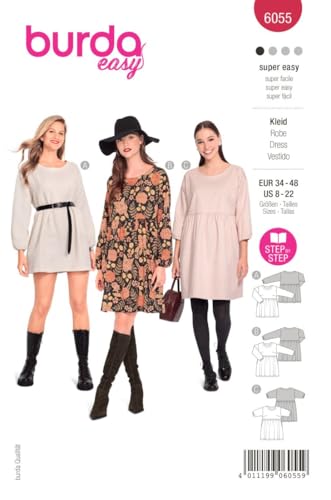 Burda B6055 Schnittmuster, Papier, Weiß, 34-48 von Burda
