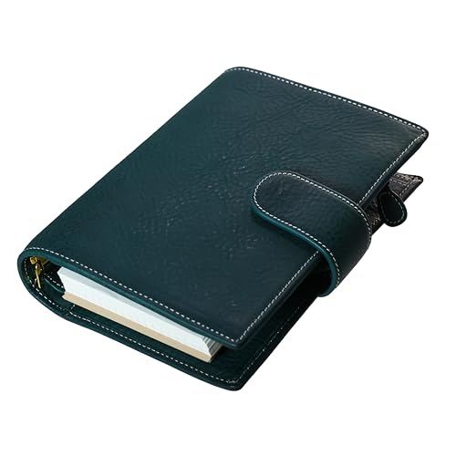 Burxxong Minerva Box A6 persönlicher XL-Organizer, echtes Leder, Tagebuch, Notizbuch, Stalogie-Ringe, Planer, Taschenformat, Notizbuch mit 25 mm Ordner, Mini-Tagebuch (blau) von Burxxong
