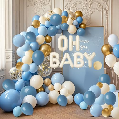 Baby Shower Balloon Arch Kit, Baby Shower Decorations for Boy, Blue Decoration with Oh Baby Balloon for Boys Bridal Gender Reveal Birthday Wedding Party Decoration von Businey