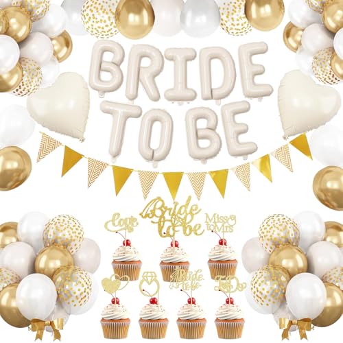 Dekoration für Junggesellinnenabschied, sandweiß, "Bride To Be", Ballon in Weiß und Gold, Herz-Konfetti-Ballons für Brautparty, Junggesellinnenabschied, Dekoration, Heiratsdekoration Dekoration für Junggesellinnenabschied, sandweiß, "Bride To Be", Ballon in Weiß und Gold, Herz-Konfetti-Ballons für Brautparty, Junggesellinnenabschied, Dekoration, Heiratsdekoration von Businey