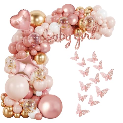 Rotgoldene Luftballons Girlande Bogen Kit Babyparty Dekorationen Mädchen 110pcs Blush Baby Pink Ballon Girlande Kit für Mädchen Frauen Braut Baby Shower Geburtstag Party Dekorationen Supplies von Businey