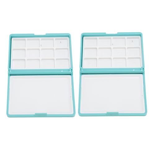 Tragbarer Aquarellkasten, Mehrzweck-Mini-2-teiliger Schützender Aquarell-Palettenkasten für Gouache (Blaue Box, 12 Gitter) von BusoTh