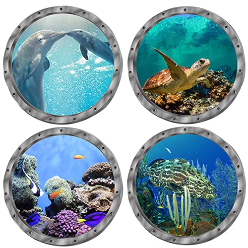 Bustlwor 4 Stück 3D Wandtattoo Unterwasserwelt, Wandsticker Badezimmer Bilder, Wandtattoo 3D Bullauge, für Kinderzimmer Schlafzimmer Wohnzimmer Bad Wanddeko Bustlwor 4 Stück 3D Wandtattoo Unterwasserwelt, Wandsticker Badezimmer Bilder, Wandtattoo 3D Bullauge, für Kinderzimmer Schlafzimmer Wohnzimmer Bad Wanddeko von Bustlwor