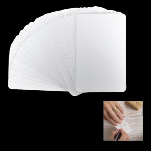 Bustlwor 50 Stück Weiß Blanko PVC Karten, Plastik ID Karten für Kartendrucker, Karteikarten Blanko Visitenkarten, für Büro und DIY Geschenkkarte (Weiß) von Bustlwor