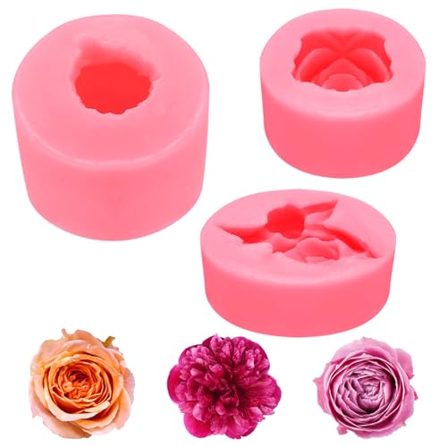 3 Stück Kerzen Silikonformen Gießformen Blumenkugel, Silikonform Blumenkugel, Silikongießform Blumen Silikonformen Kerzen Formen Pfingstrose, 3D Kerzenformen zum Gießen für DIY Handgefertigten von But the cow