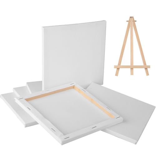 6 Stück Kleine Leinwand zum Bemalen, 15 x 15 cm Baumwolle Keilrahmen Weiß Mini Leinwand mit Staffelei, Leinwände für Acrylfarben Malerei Ölgemälde Bastler Künstler + Mini Staffelei Holz(11 x 19 cm) 6 Stück Kleine Leinwand zum Bemalen, 15 x 15 cm Baumwolle Keilrahmen Weiß Mini Leinwand mit Staffelei, Leinwände für Acrylfarben Malerei Ölgemälde Bastler Künstler + Mini Staffelei Holz(11 x 19 cm) von But the cow