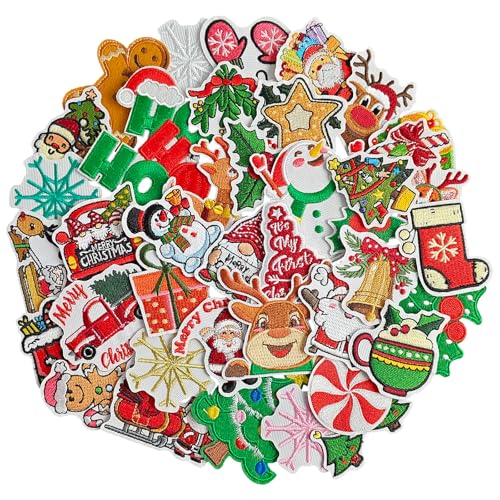 Butie 40 Stück Weihnachts-Bügelbilder, niedliche bestickte Weihnachtsflicken zum Aufbügeln für Kleidung, Socken, Hüte, Jeans usw Butie 40 Stück Weihnachts-Bügelbilder, niedliche bestickte Weihnachtsflicken zum Aufbügeln für Kleidung, Socken, Hüte, Jeans usw von Butie