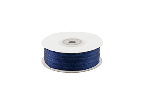 91m Rolle Satinband 3mm (112 dunkel blau) // Schleifenband einseitiges Hochzeit Taufe Deko Band Dekoband Geschenkband von Creativery