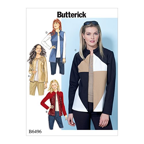 Butterick Patterns 6496 E5 Schnittmuster Jacke und Weste Schnittmuster, mehrfarbig, Größen 14–22 von Butterick