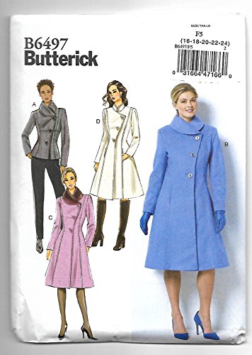 Butterick Muster 6497 Miss Petite Jacke und Mantel, Größen 42–24, Papier, mehrfarbig, F5 (16–18–20–22–24) Butterick Muster 6497 Miss Petite Jacke und Mantel, Größen 42–24, Papier, mehrfarbig, F5 (16–18–20–22–24) von Butterick