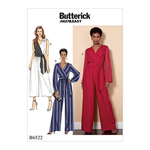 Butterick 6522B5 Schnittmuster 6522 B5 für Damen/Jumpsuit und Schärpe, Tissue, Mehrfarbig, 17 x 0.5 x 22 cm von Butterick