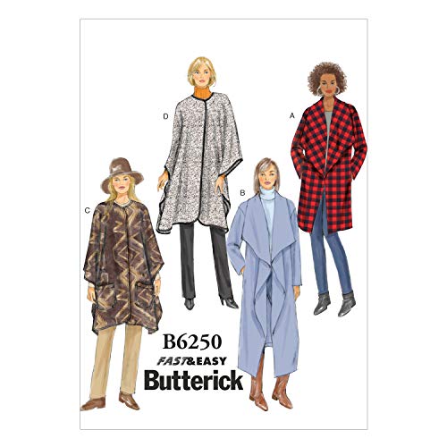 Butterick Patterns B6250ZZ0 Damenjacke, Mantel und Wrap, Gr. L, Gr. XL von Butterick