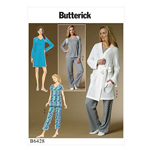 Butterick Patterns Butterick 6428 ZZ, Schnittmuster Bademantel, Top, Gewand und Hose, Größen lrg-XXL, Mehrfarbig von Butterick