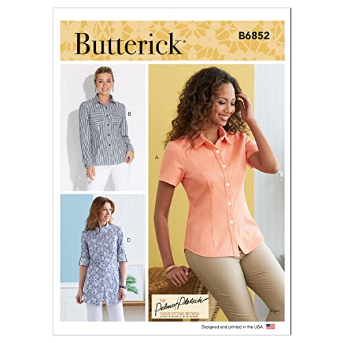 BUTTERICK B6852F5 Set für Damenhemden, Button-Down, Code B6852 Schnittmuster, mehrfarbig, Sizes 16-18-20-22-24 von Butterick