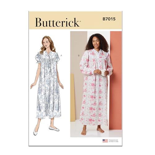 BUTTERICK Schnittmuster B7015A Damen-Nachthemd mit Ärmel- und Längenvarianten A (XS-S-M-L-XL-XXL) von Butterick