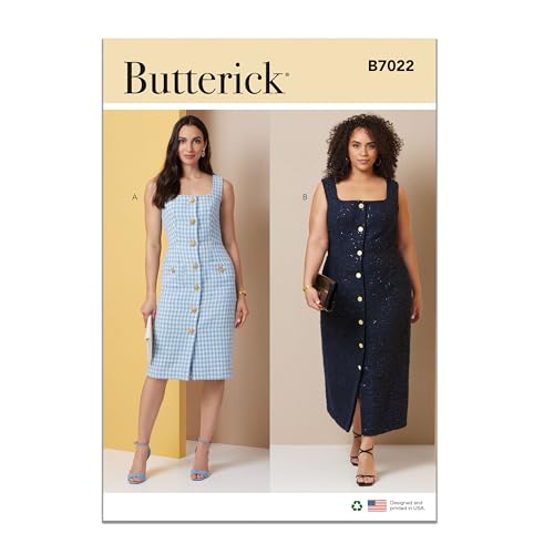 BUTTERICK Schnittmuster B7022AA Damenkleid in zwei Längen mit kleinen Linien AA (38-40-42-44-46) von Butterick