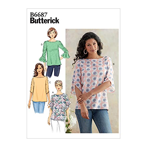 BUTTERICK Schnittmuster Easy Damen Rüschenärmel Bluse Gr. L-XL weiß B6687Z von Butterick