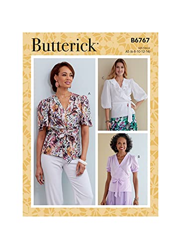 Butterick B6767E5 Misses' Top, weiß, E5(14-16-18-20-22) von Butterick