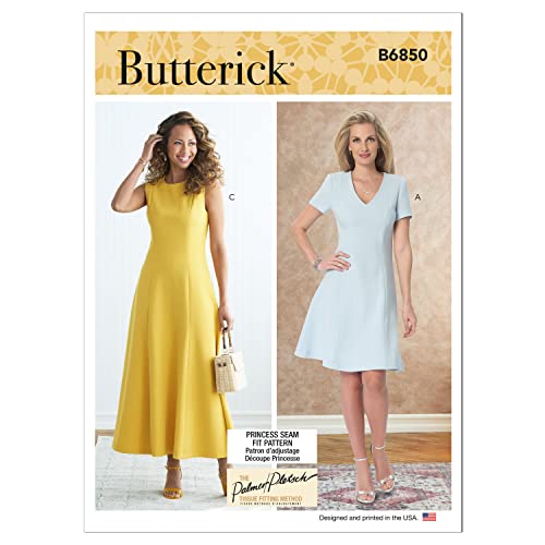 Butterick B6850A Damenkleid A (34-36-40-42-44-46-48-50), Mehrfarbig, 6-8-10-12-14-16-18-20-22 von Butterick