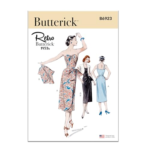 Butterick Schnittmuster-Set für Damenkleid und Bolerojacke im Stil der 1950er Jahre, Design Code B6923, Größen 34-36-38-40-42 von Butterick