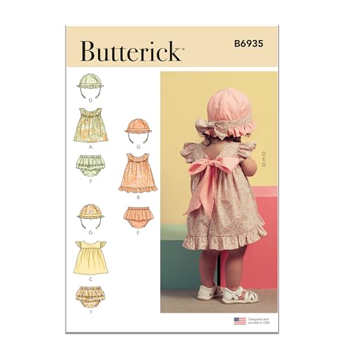 Butterick B6935A Baby-Top, Höschen und Mütze A (XS-S-M-L) von Butterick