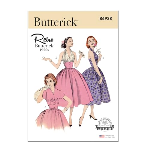 Butterick B6938A5 Damenkleid und Jacke im Vintage-Stil der 50er Jahre Schnittmuster-Set, Design-Code B6938, Papier, Mehrfarbig, Sizes 6-8-10-12-14 von Butterick