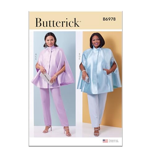 Butterick B6978AA Easy-to-make Misses' Lined Cape, Loose-fitting Top and Slim Fit Pants Schnittmuster-Paket, Design-Code B6978, Papier, mehrfarbig, Sizes 10-12-14-16-18 von Butterick