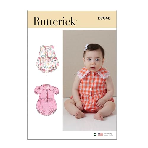 Butterick B7048A Schnittmuster-Paket für Baby-Strampler, Design Code B7048, Größen XS-S-M-L von Butterick
