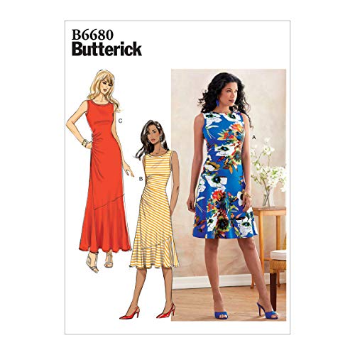 Butterick Easy Damen Schnittmuster Ärmelloses Kleid eng anliegend B6680A5 Gr. 34-42 von Butterick